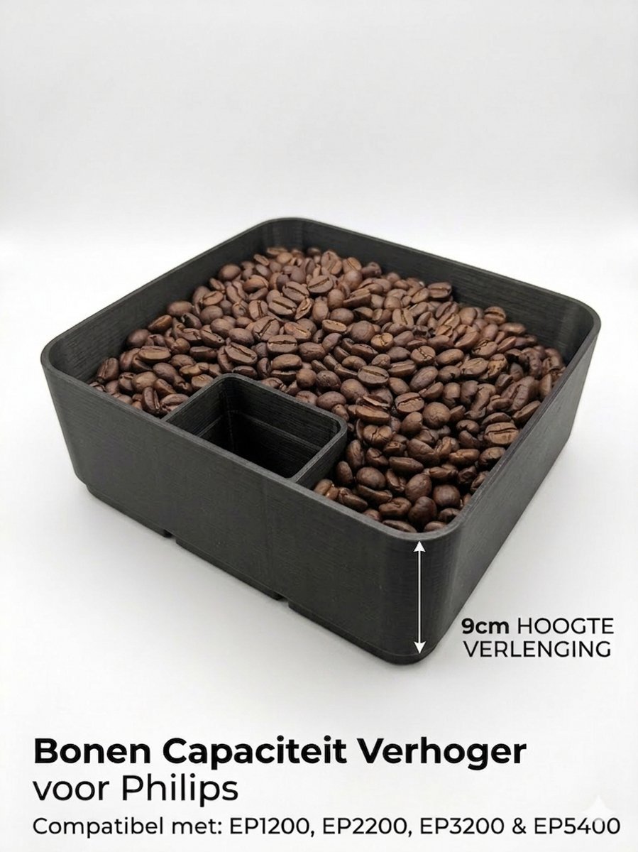 Koffiebonen verhoger reservoir ophoger – Philips koffiebonenhouder +750 gram bonen voor EP1200, EP2200, EP2300, EP3200, EP3300 & EP5400, EP5500 – Vergroot je capaciteit en geniet langer van verse koffie – Slim accessoire voor je volautomaat