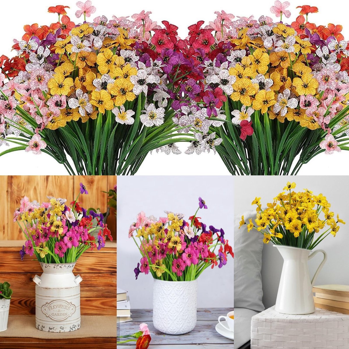 Seb1 - Kunstbloemen - Kunstplant voor Balkon - 14 Stuks - Kleurrijke Bloemboeket - Kunstbloemen voor Buiten - Perfect voor Tuin en Balkon