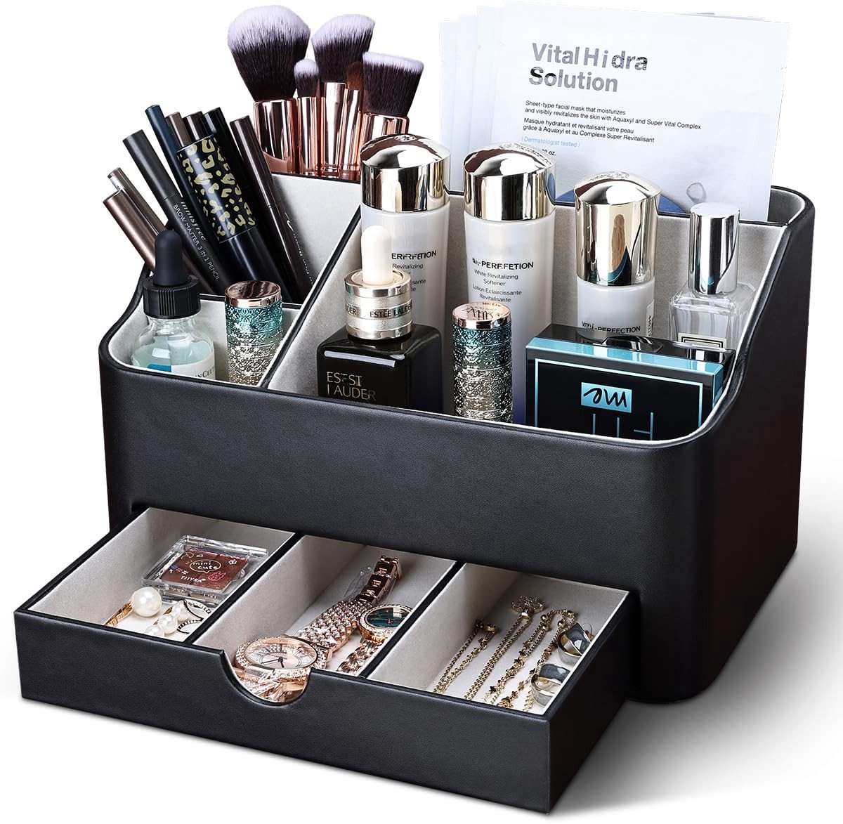Store_9 - Makeup Organizer - Cosmetica Opbergdoos - Met Lade - Zwart - Make-up Organizer - Perfect voor Slaapkamer - Elegant Design