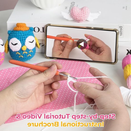 Haaksets voor Beginners - 2 Dierlijke Ontwerpen en 3 Hartvormige Patronen met Video Tutorials - Perfecte Verjaardag- en Kerstcadeaus — afbeelding 4