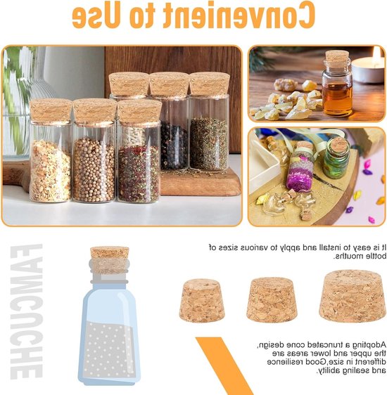 Natuurlijke Kurken Stopper Set van 48 Stuks - Conische Kurken voor Wijn, Bier en Glazen - Perfect voor DIY Projecten en Creatieve Ambachten — afbeelding 3