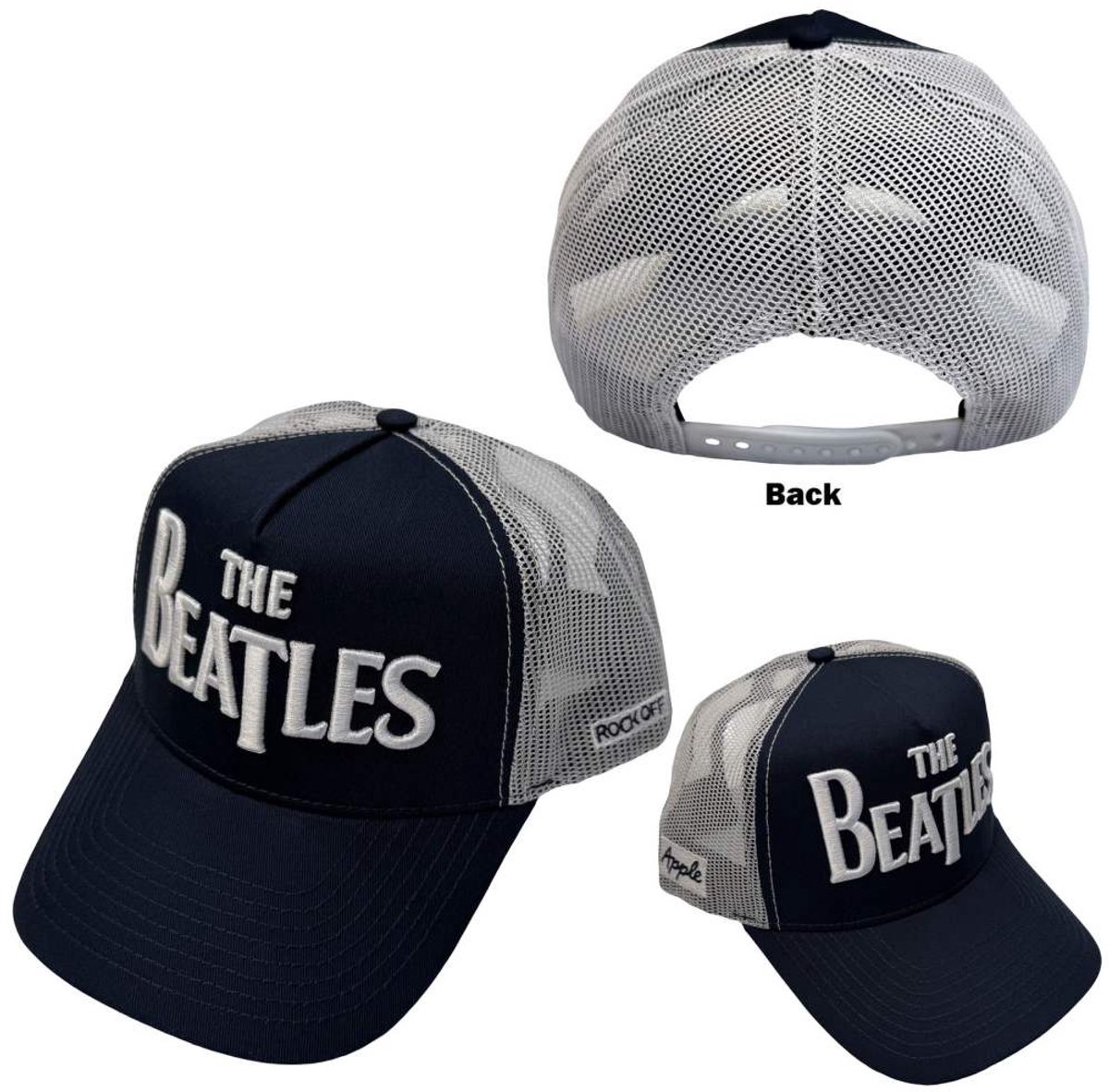 The Beatles - Drop T Logo & Apple Trucker pet - Donkerblauw/Wit