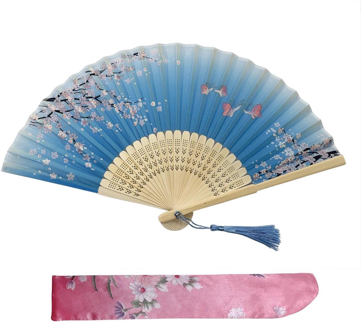 Handwaaier - Spaanse Handwaaier - Verkoeling Waaiers voor Zomerse Themperatuur - Waaier Festival - Chinese Waaier - Festival Waaier - Verkoelend - Handventilator - Tegen Opvliegers - 1 Stuk - lichte bluaw - van Imperatoris