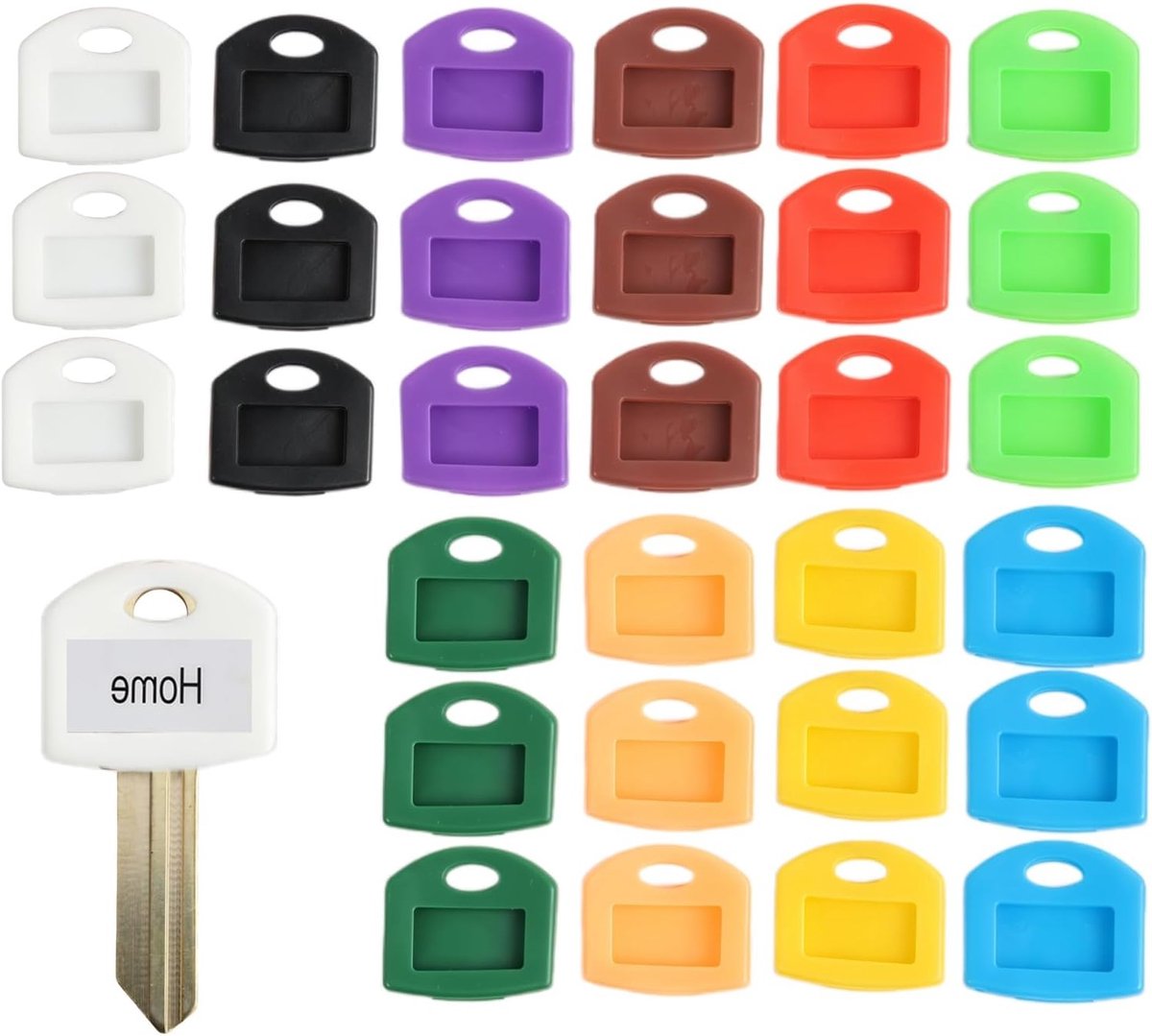 Set van 30 Schrijfbare Siliconen Sleutelkappen - Bescherming en Identificatie voor Thuis- en Kantoor Sleutels met Labels