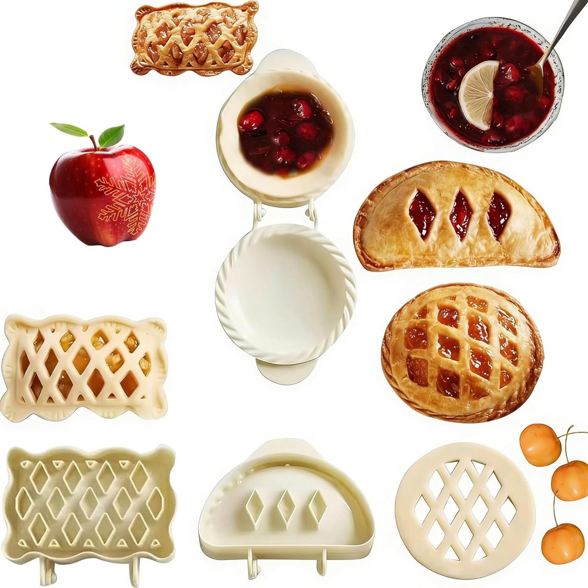 Set van 3 Mini Hand Pie Mallen voor het Maken van Appeltaart, Deegpers en Bakaccessoires voor Kerstmis en Feestdagen