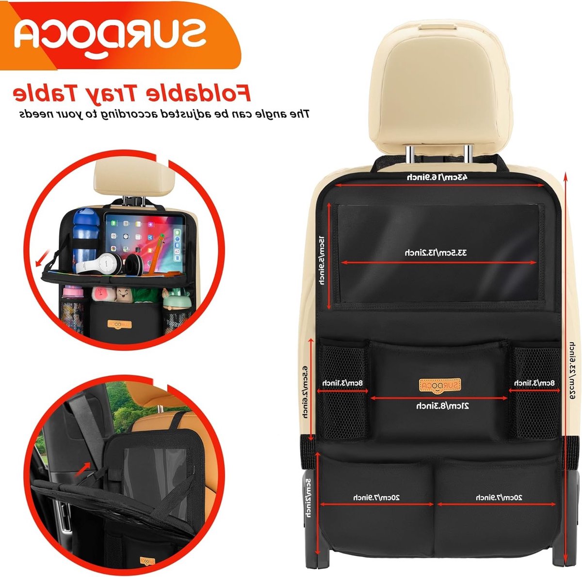 Thijox - Autostoelorganizer met Klaptafel, 7 Vakken, Tablettas, Hangende Achterbank-Organizer voor Kinderen en Reizen, Universeel voor de Meeste Auto' – foto 2