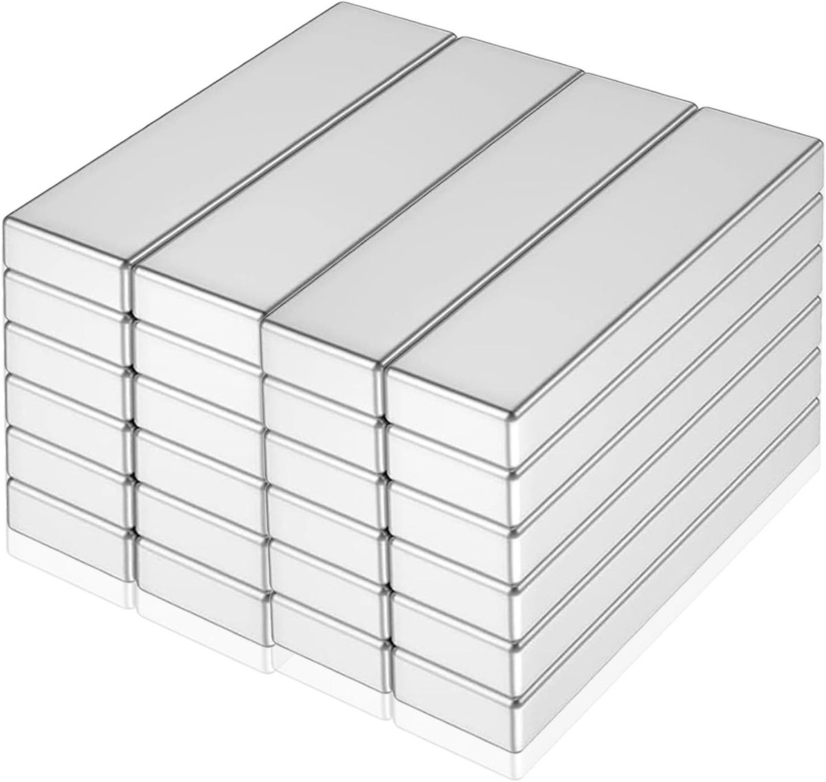 Set van 24 sterke neodymium magneten 30 x 10 x 3 mm voor magnetische borden, zelfklevende platen voor keuken, kantoor en whiteboard