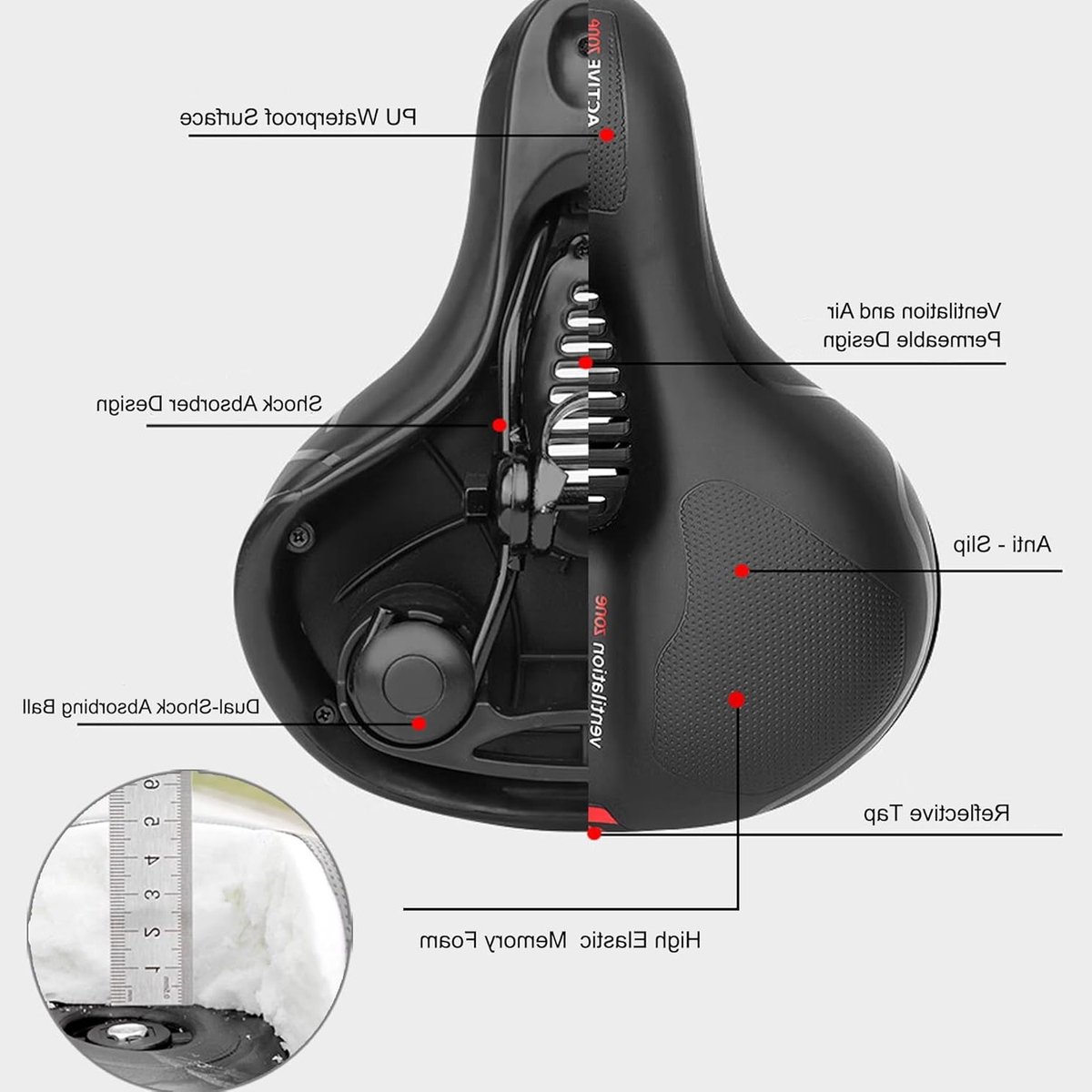 Comfortabele Ergonomische Fietszadel voor Mannen en Vrouwen - Ademend, Schokabsorberend en Waterdicht met Inclusief Sleutel voor de Meeste Fietsen