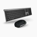 Macally draadloze Bluetooth toetsenbord en muis combo, spacegray met zwarte toetsen.
