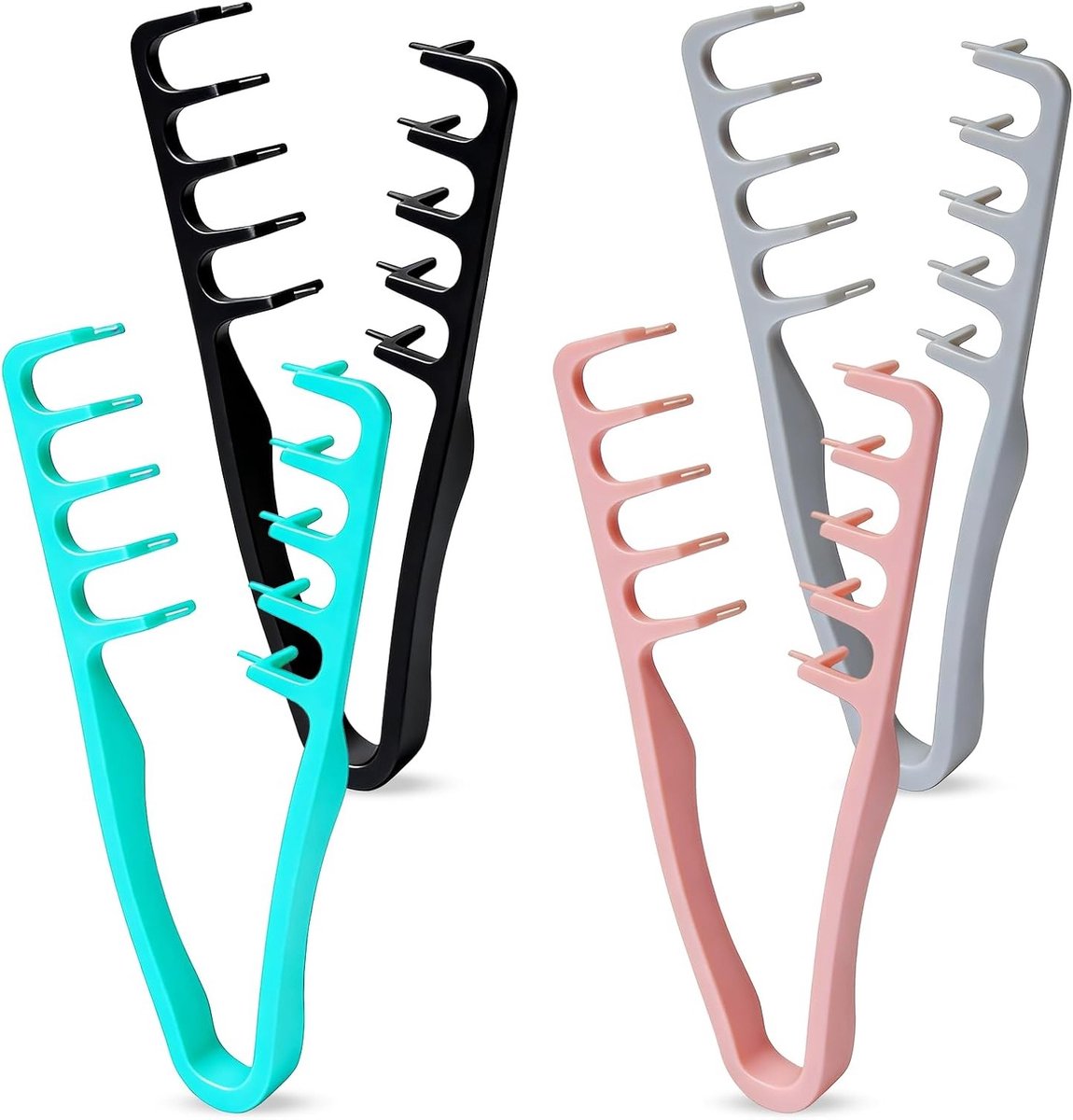 4 Stuks Brede Tanden Ontwarrende Kammen voor Haarstyling, Volume en Textuur, Ideaal voor Thuis en Professioneel Gebruik