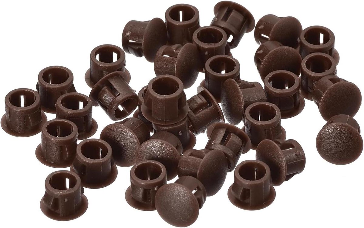 Plastic Gat Stoppen - Ronde Pluggen - Meubels Afwerken - Snelle Montage - 36 Stuks - Bruin