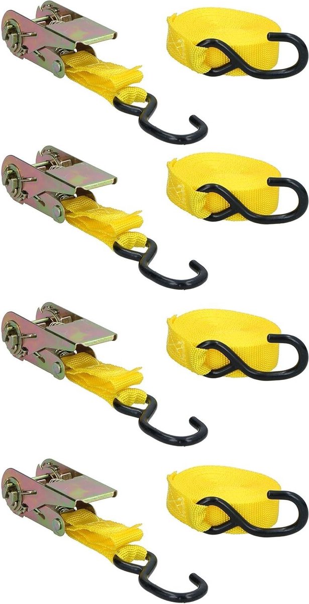 Spanbanden met ratel - Sjorbanden set - Veilig lading vastzetten - Set van 4 stuks - 5 meter 350kg