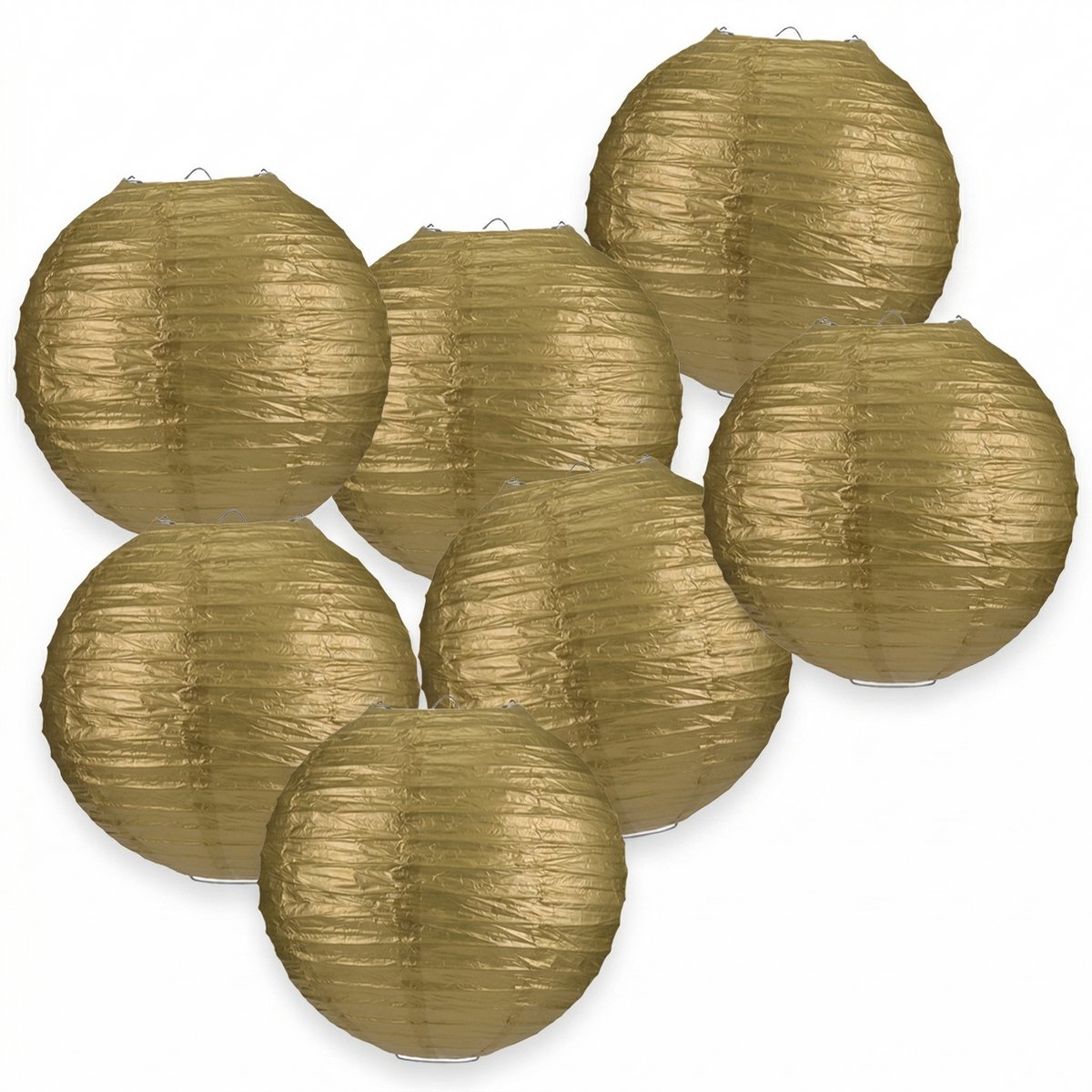 7-set LMPN® papieren lampionnen - goud - 25cm - gouden lampion