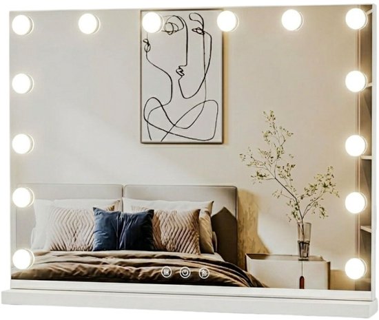 DnA® Vanity Spiegel - Hollywood Spiegel - Bright Beauty Vanity Makeup Spiegel - Wit - 42cm x 50cm x 42cm