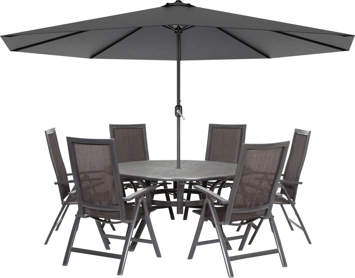 Aufun Zwengelparasol 350cm niet stuurbaar – UV-bescherming – Donkergrijs – Voor tuin, terras, balkon en markt