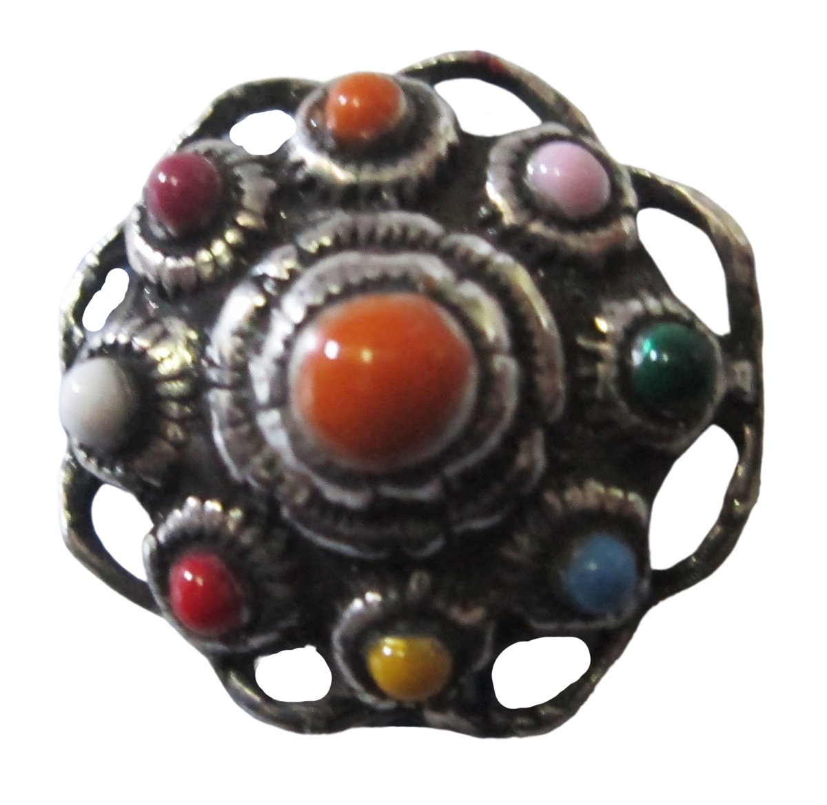 Zeeuws Meisje - zeeuwse knoop verzilverd oogjesrand multi colour emaille