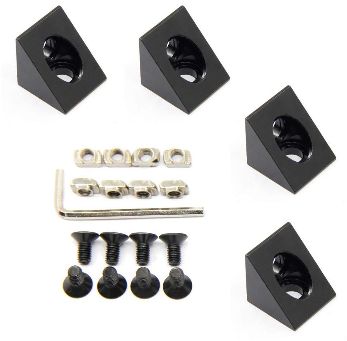 Hoekbeugel Connector - Profiel Bevestiging - Frame Bouwen - Hoge Kwaliteit Aluminium - 20mm Serie - Zwart