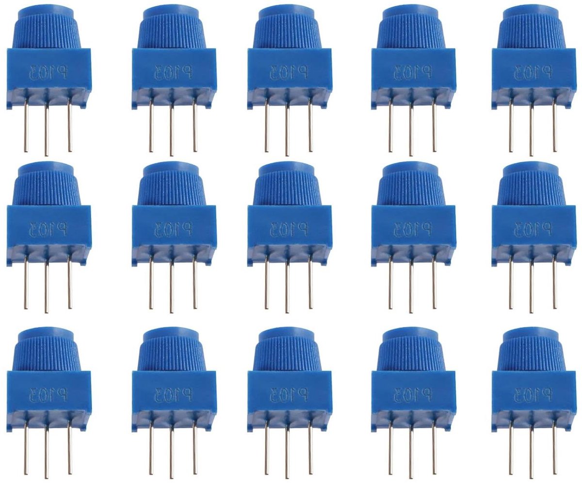 Variabele Weerstanden - Trimmer Potentiometers - Spanning Aanpassen - 270 Graden Draaiknop - 15 Stuks - Blauw