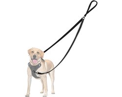 Leiband hond - Hondenriem met Dubbele Bevestiging - Anti-Trek - Reflecterend - voor Middelgrote en Grote Honden - Zwart