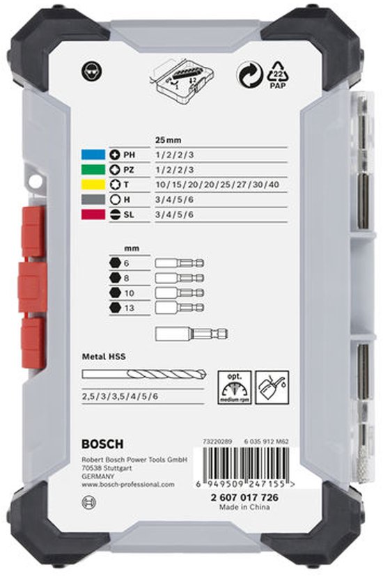 Bosch Extra Harde Schroevendraaierboor en Metaal HSS Boren set st... | bol