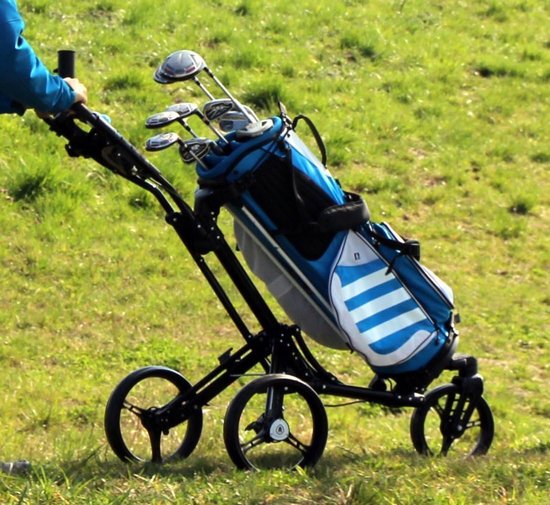 Golftrolley SL Pro - Golfkar - Golfen op baan - 360° spin voorwiel - 7.8 kg - Zwart — afbeelding 5