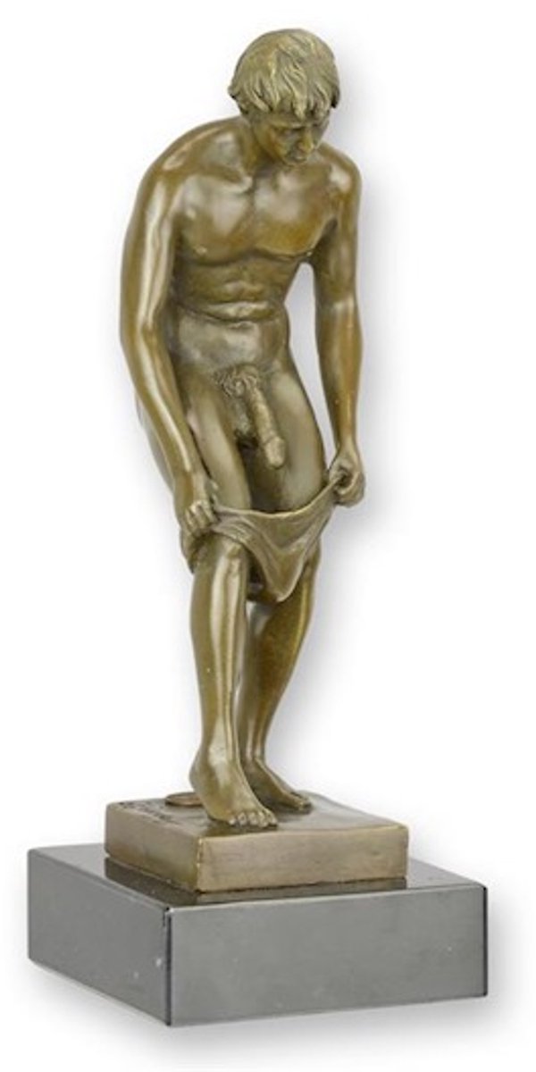 Bronzen beeld - Mannelijk naakt - sculptuur - 23,7 cm hoog