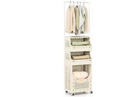 Wasmand Kast - Badkamerkast - Opbergmeubel - Wassorteerder - Kast met Wasmand - Beige