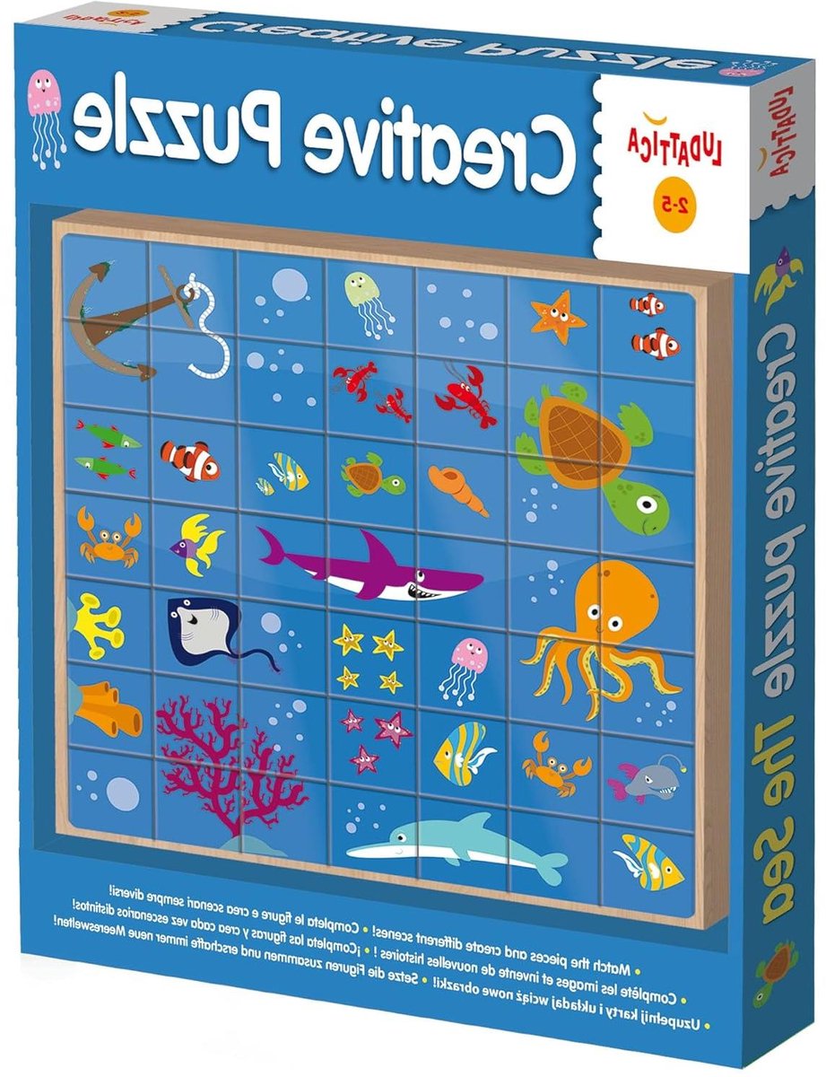 Houten Puzzel - Mozaïek Spel - Creatief Spelen - Originele Illustraties - 49 Stukjes - Veelkleurig