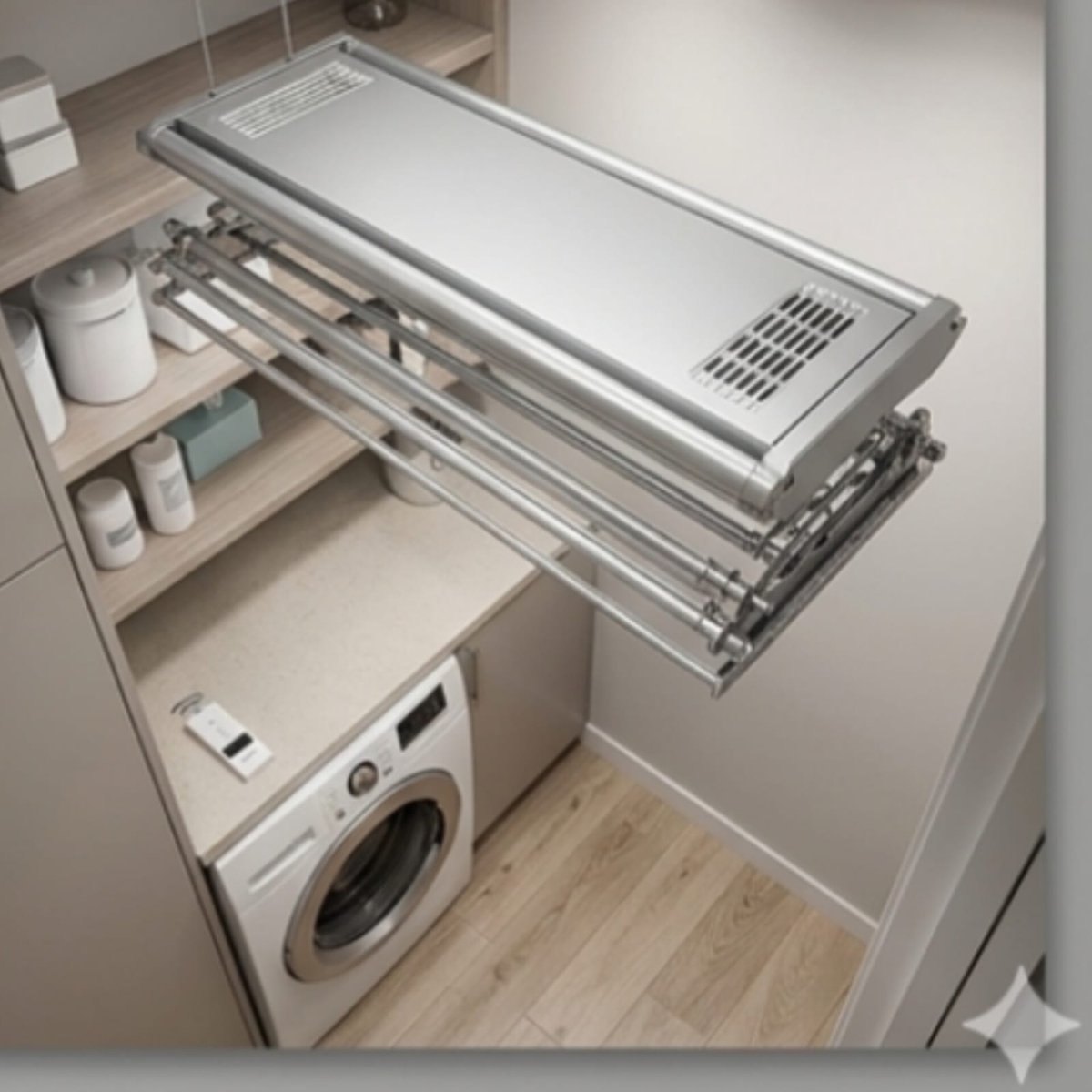 Foxydry Air 150 Elektrisch Wasdroogrek – Wand/Plafond Montage – Met Afstandsbediening – 160 cm – RVS & Aluminium – Zilver