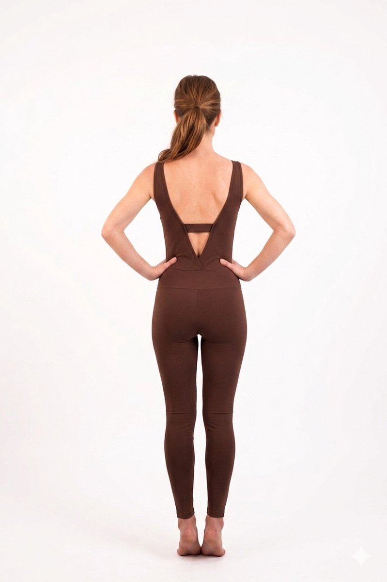 Yoga Jumpsuit Dames – Fitness Jumpsuit One Piece – Sportpak met Open Rug & Uitneembare Pads – Shaping Sport Outfit – Zwart-S