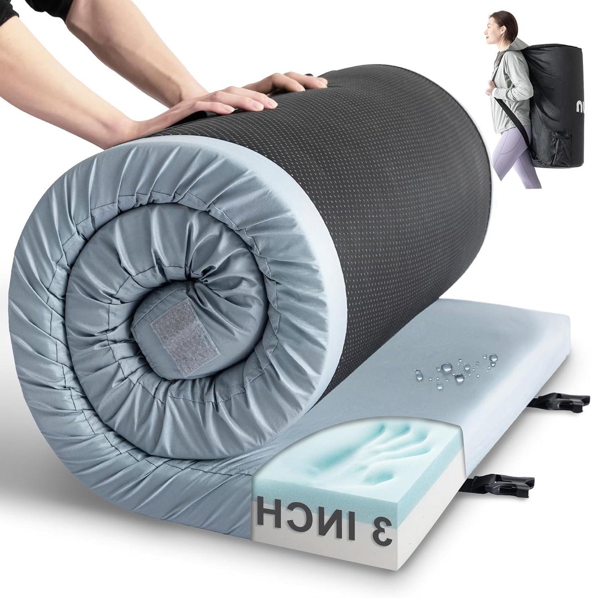 Camping Matras - Schuim Slaapmat - Comfortabel Kamperen - Waterdicht Geheugenschuim - 190 x 76 cm - Blauw