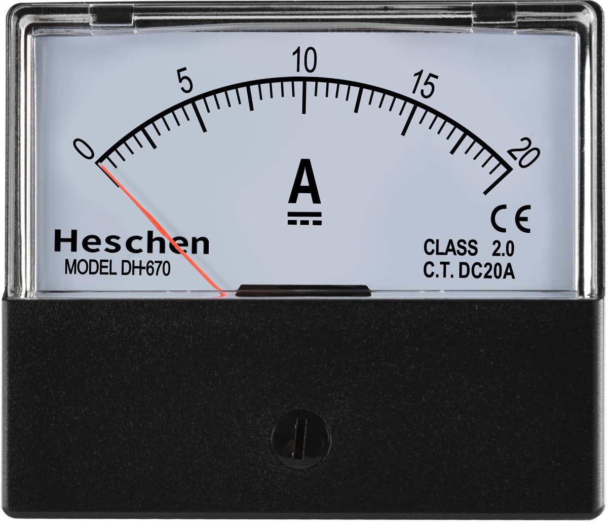VT Goods - Ampèremeter - Analoge meter - Compact formaat - DC 0-20A - Nauwkeurigheid klasse 2.0 - Geschikt voor professioneel gebruik - Model DH-670