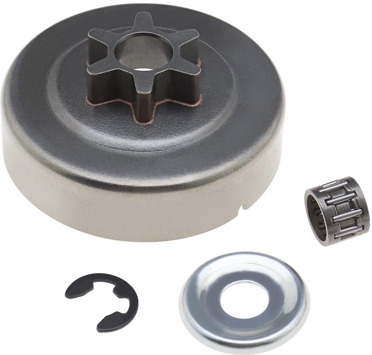 Vt products - Koppeling Drum Tandwielring E-Clip Kit - 3/8 inch - 6 tanden - Kettingzaag Onderdelen - Inclusief Lager en Ring - V...