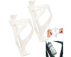 Bidonhouder Fiets - 2 stuks - Universeel Bidonhouders - Bidonhouder Racefiets - Sterke en flexibele structuur - Geschikt voor Fiets / Racefiets / Mountainbike / Kinderwagen- Flessen / Beker Houder Verstelbaar - Cadeau voor fietsliefhebbers - Wit