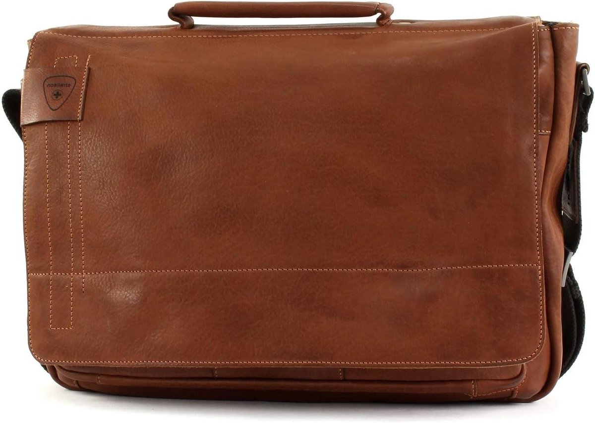 Laptoptas Leer - Aktetas Heren - Zakelijk Vervoer - Verstelbare Schouderband - 40 cm - Cognac