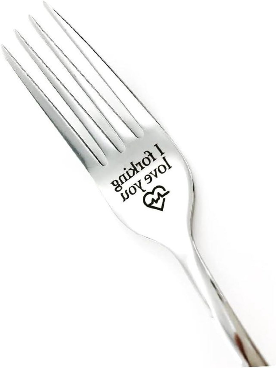 Dessertvork - Kleine vork - Grappig cadeau - Grappige tekst - 20 cm - Zilverkleurig