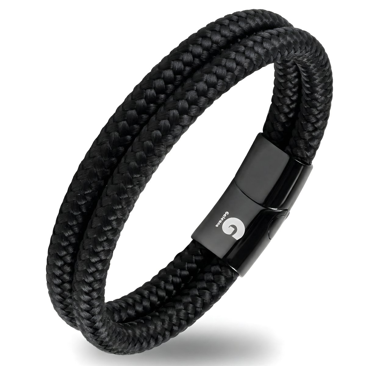 Armband Heren Zwart– Touw Armband Heren met Magnetische Sluiting – Gevlochten Nylon Koord Armband – Nautische Armband Heren – Scheepstouw Armband – 18,5 cm - Galeara Design NOA