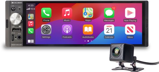 Caliber Autoradio Draadloze Carplay - 1 DIN - Bluetooth - DAB - Achteruitrijcamera inbegrepen - 4 x 100 Watt - Touchscreen - Zwart