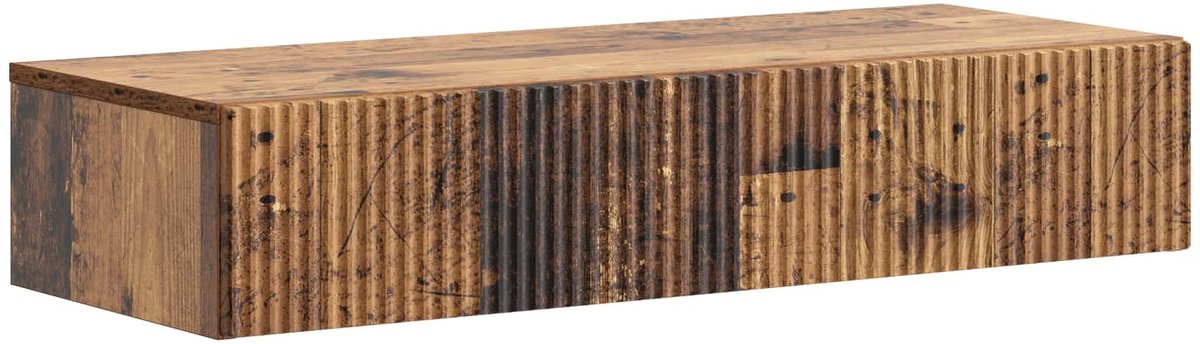 vidaXL Wandgemonteerde - Zijtafel - 87,5 - x - 34,5 - x - 17 - cm - Bewerkt - hout Oud hout