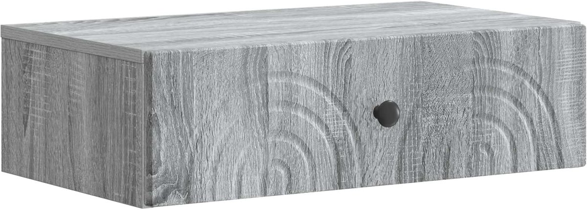 vidaXL Wandgemonteerde - Zijtafel - 59 - x - 34,5 - x - 17 - cm - Bewerkt - hout Grijs sonoma
