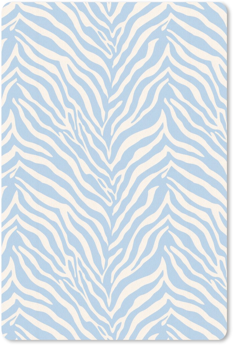 Muismat 13x20 cm - Mousepad Zebra - Motief - Blauw - Wit - Muismatten