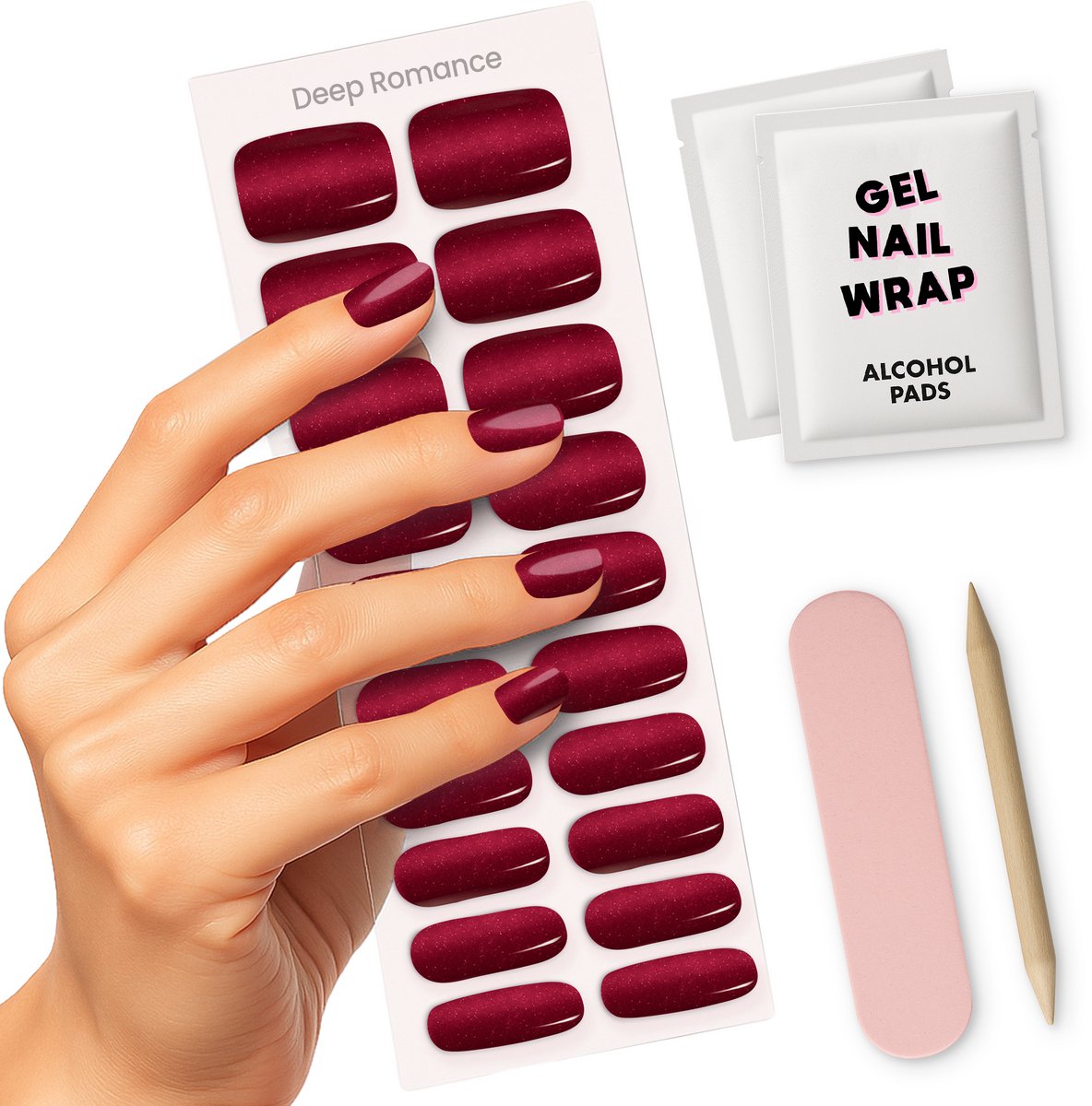 Gel Nail Wrap - Rood - Deep Romance - Gel Nail Wraps - Gel Nagel Stickers (incl. Instructievideo)