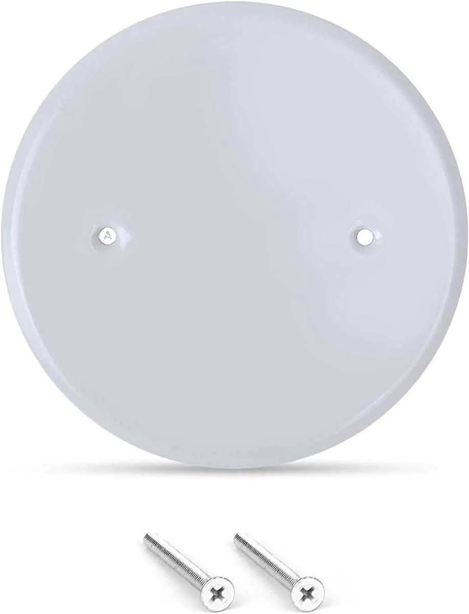 Metalen Plafond Plaat - Afdekplaat Blank - Gaten Afdekken - Duurzaam Metaal - 5 Inch Diameter - Wit