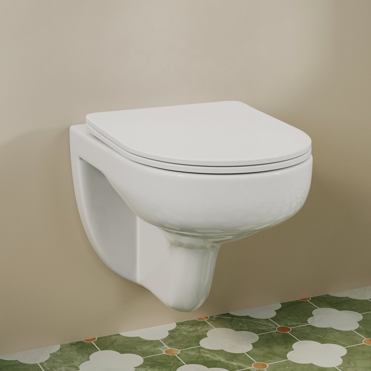 HOROW Wandtoilet - Zonder Spoelrand - Wit - Soft Close & Afklikbare Zitting - Dual Flush - Toiletpot