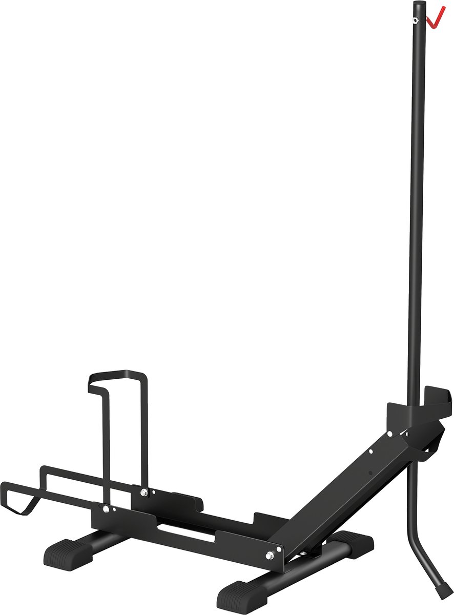 Killogood Opvouwbare Fietsenstandaard Hoogte en Breedte Verstelbaar met Steunbuis - Stalen en Kunststof Fietsenstandaard voor Wielen 20"-29" - 75x41x71-81 cm - Zwart