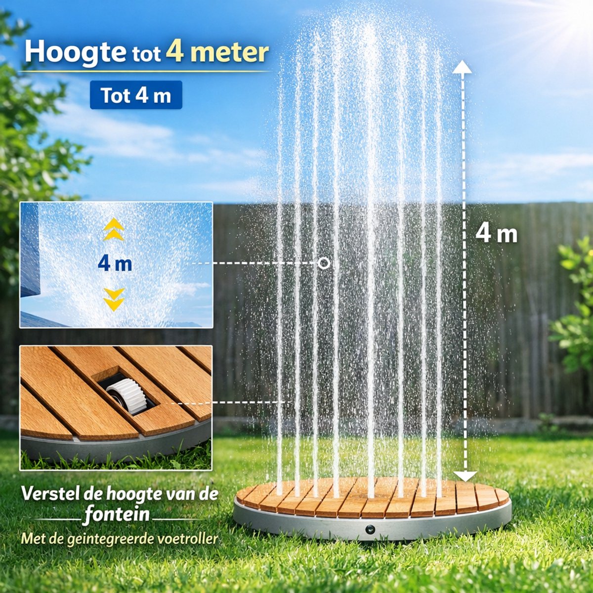 Norvia - Tuindouche - Draagbare Buitendouche - Verstelbaar Tot 4 Meter - Aluminium - Natural Wood - 18 Waterstralen - UV Bestendig thumbnail 5
