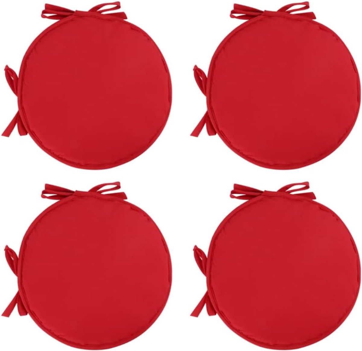 Set van 4 ronde eetkamerstoelkussens voor tuin, huis, keuken en eetkamer – 38 cm – Donkerrood