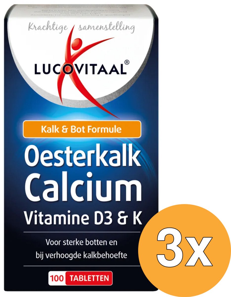 3x Lucovitaal Oesterkalk Calcium Vitamine D3 & K (100 tabletten)