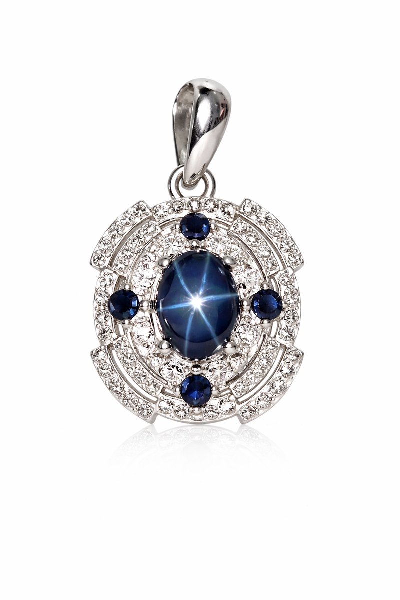 Natuurlijke Ster Saffier Hanger van 925 Sterling Zilver - Blauwe Saffier Hanger met Edelsteen - Dames Sieraad