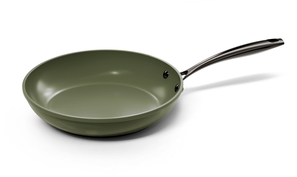 Cook & Pan - Dark Olive Koekenpan 24 cm - PFAS vrij - Inductie Keramisch - Non stick - 7 jaar garantie - Dark Olive